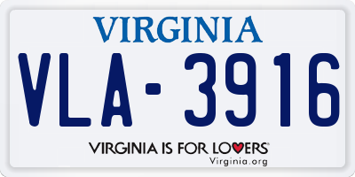 VA license plate VLA3916