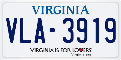 VA license plate VLA3919
