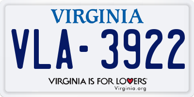 VA license plate VLA3922