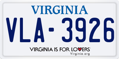 VA license plate VLA3926