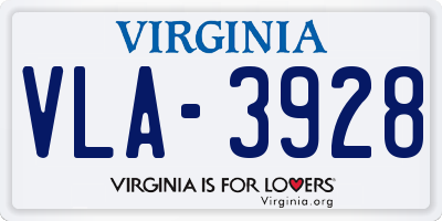 VA license plate VLA3928