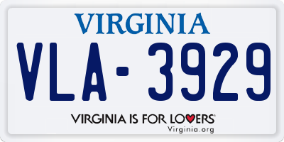 VA license plate VLA3929