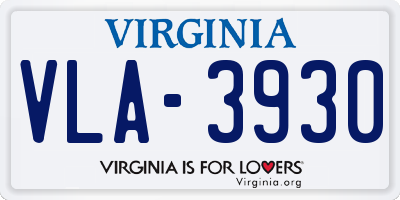 VA license plate VLA3930