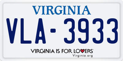VA license plate VLA3933