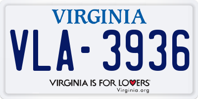 VA license plate VLA3936