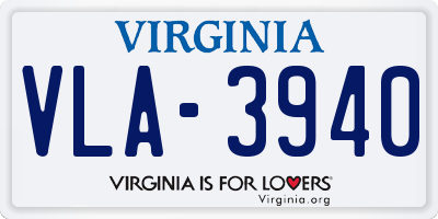 VA license plate VLA3940
