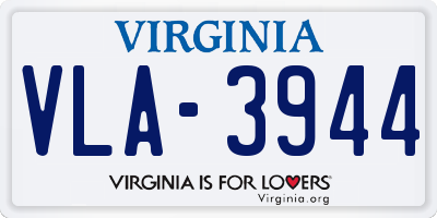 VA license plate VLA3944