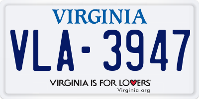 VA license plate VLA3947