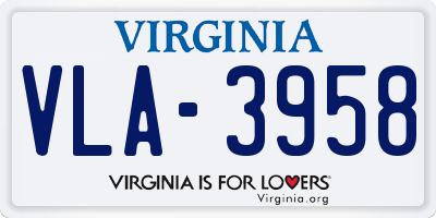 VA license plate VLA3958