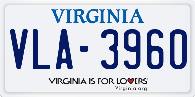 VA license plate VLA3960