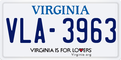 VA license plate VLA3963