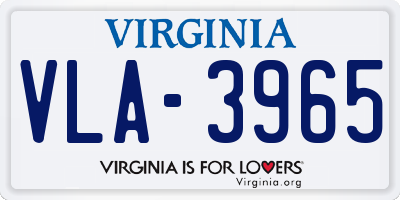 VA license plate VLA3965