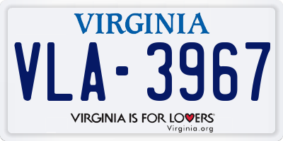 VA license plate VLA3967
