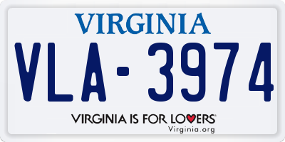VA license plate VLA3974