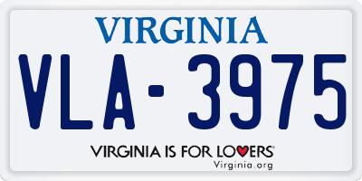 VA license plate VLA3975