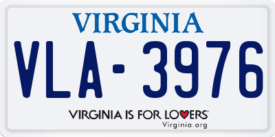 VA license plate VLA3976