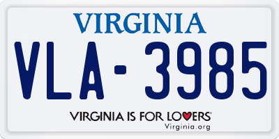 VA license plate VLA3985