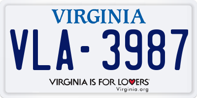 VA license plate VLA3987