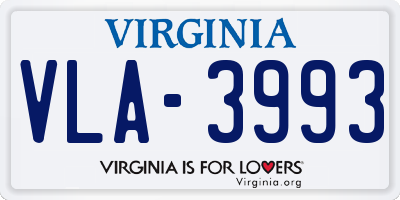 VA license plate VLA3993