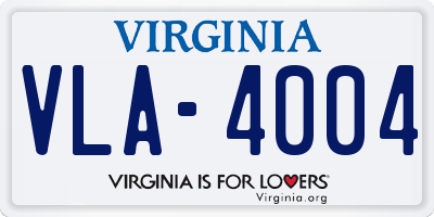 VA license plate VLA4004