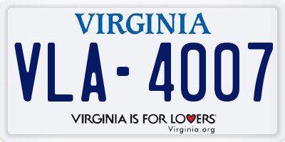 VA license plate VLA4007