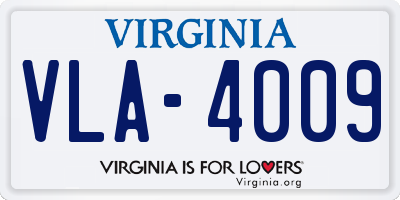 VA license plate VLA4009