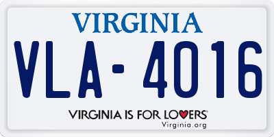 VA license plate VLA4016