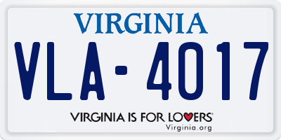 VA license plate VLA4017