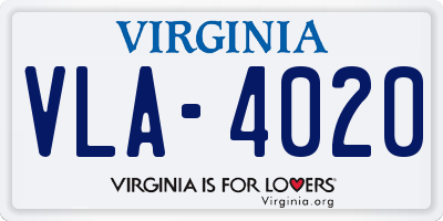 VA license plate VLA4020