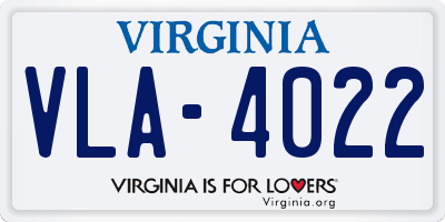 VA license plate VLA4022