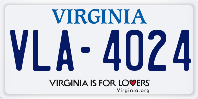 VA license plate VLA4024