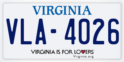 VA license plate VLA4026