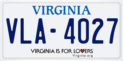 VA license plate VLA4027