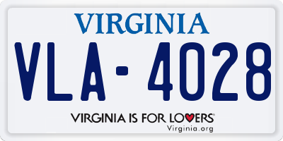VA license plate VLA4028