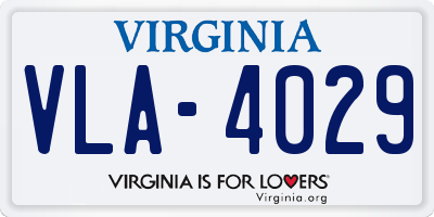 VA license plate VLA4029