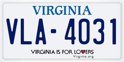 VA license plate VLA4031