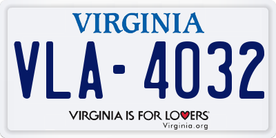 VA license plate VLA4032