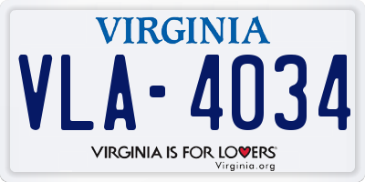 VA license plate VLA4034