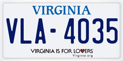 VA license plate VLA4035