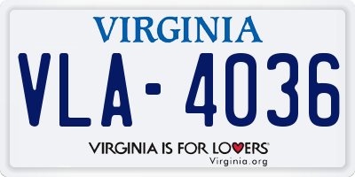 VA license plate VLA4036