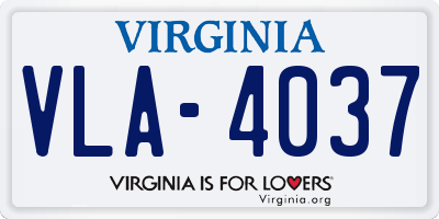 VA license plate VLA4037