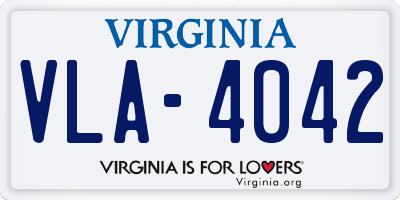 VA license plate VLA4042