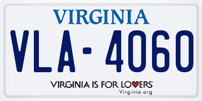 VA license plate VLA4060