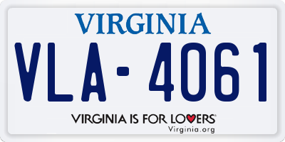 VA license plate VLA4061