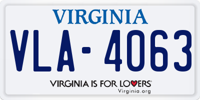 VA license plate VLA4063