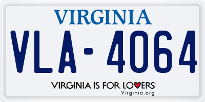 VA license plate VLA4064