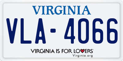 VA license plate VLA4066