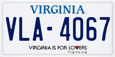 VA license plate VLA4067