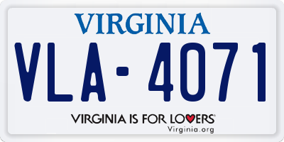 VA license plate VLA4071