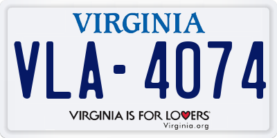 VA license plate VLA4074